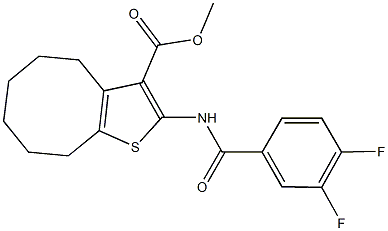 methyl 2-[(3,4-difluorobenzoyl)amino]-4,5,6,7,8,9-hexahydrocycloocta[b]thiophene-3-carboxylate 结构式