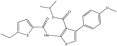 isopropyl 2-{[(5-ethyl-2-thienyl)carbonyl]amino}-4-(4-methoxyphenyl)-3-thiophenecarboxylate 结构式