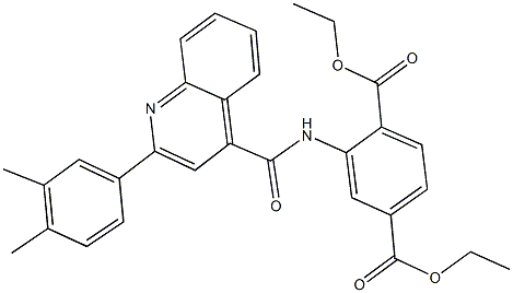 diethyl 2-({[2-(3,4-dimethylphenyl)-4-quinolinyl]carbonyl}amino)terephthalate 结构式