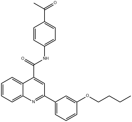 N-(4-acetylphenyl)-2-(3-butoxyphenyl)-4-quinolinecarboxamide 结构式