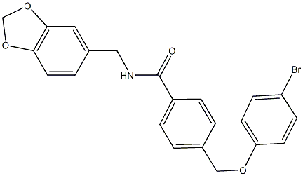 N-(1,3-benzodioxol-5-ylmethyl)-4-[(4-bromophenoxy)methyl]benzamide 结构式