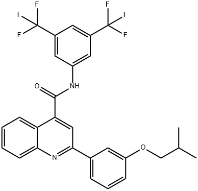 N-[3,5-bis(trifluoromethyl)phenyl]-2-(3-isobutoxyphenyl)-4-quinolinecarboxamide 结构式