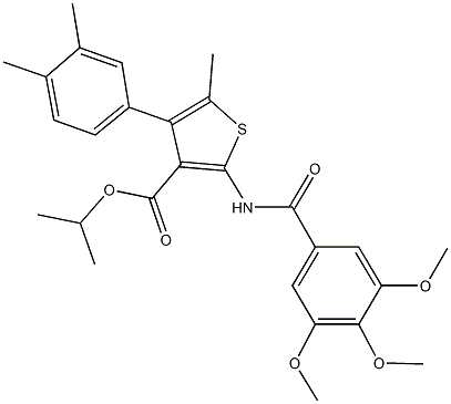 isopropyl 4-(3,4-dimethylphenyl)-5-methyl-2-[(3,4,5-trimethoxybenzoyl)amino]-3-thiophenecarboxylate 结构式