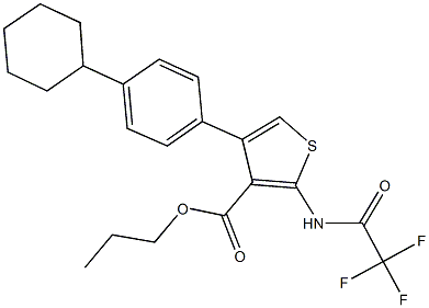 propyl 4-(4-cyclohexylphenyl)-2-[(trifluoroacetyl)amino]-3-thiophenecarboxylate 结构式