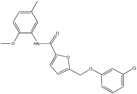5-[(3-chlorophenoxy)methyl]-N-(2-methoxy-5-methylphenyl)-2-furamide 结构式