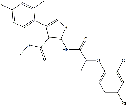 methyl 2-{[2-(2,4-dichlorophenoxy)propanoyl]amino}-4-(2,4-dimethylphenyl)-3-thiophenecarboxylate 结构式