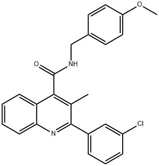 2-(3-chlorophenyl)-N-(4-methoxybenzyl)-3-methyl-4-quinolinecarboxamide 结构式