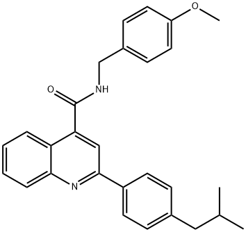 2-(4-isobutylphenyl)-N-(4-methoxybenzyl)-4-quinolinecarboxamide 结构式