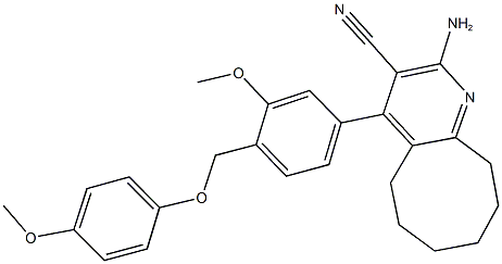 2-amino-4-{3-methoxy-4-[(4-methoxyphenoxy)methyl]phenyl}-5,6,7,8,9,10-hexahydrocycloocta[b]pyridine-3-carbonitrile 结构式