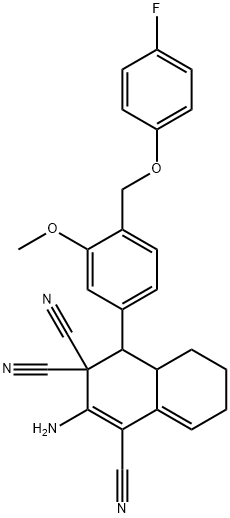 2-amino-4-{4-[(4-fluorophenoxy)methyl]-3-methoxyphenyl}-4a,5,6,7-tetrahydro-1,3,3(4H)-naphthalenetricarbonitrile 结构式