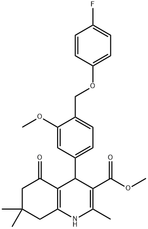 methyl 4-{4-[(4-fluorophenoxy)methyl]-3-methoxyphenyl}-2,7,7-trimethyl-5-oxo-1,4,5,6,7,8-hexahydro-3-quinolinecarboxylate 结构式