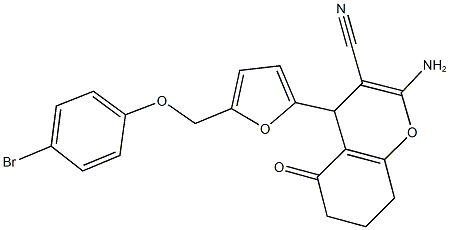 2-amino-4-{5-[(4-bromophenoxy)methyl]-2-furyl}-5-oxo-5,6,7,8-tetrahydro-4H-chromene-3-carbonitrile 结构式