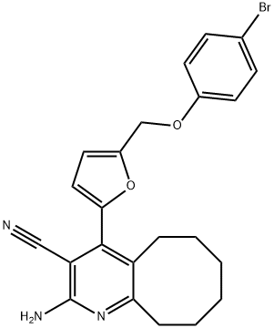 2-amino-4-{5-[(4-bromophenoxy)methyl]-2-furyl}-5,6,7,8,9,10-hexahydrocycloocta[b]pyridine-3-carbonitrile 结构式