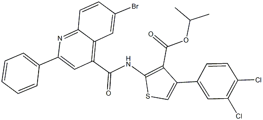 isopropyl 2-{[(6-bromo-2-phenyl-4-quinolinyl)carbonyl]amino}-4-(3,4-dichlorophenyl)-3-thiophenecarboxylate 结构式