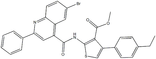 methyl 2-{[(6-bromo-2-phenyl-4-quinolinyl)carbonyl]amino}-4-(4-ethylphenyl)-3-thiophenecarboxylate 结构式