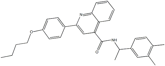 2-(4-butoxyphenyl)-N-[1-(3,4-dimethylphenyl)ethyl]-4-quinolinecarboxamide 结构式