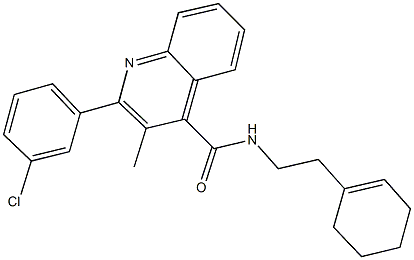 2-(3-chlorophenyl)-N-[2-(1-cyclohexen-1-yl)ethyl]-3-methyl-4-quinolinecarboxamide 结构式