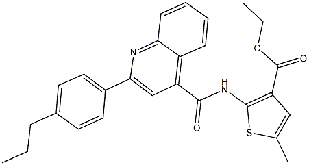 ethyl 5-methyl-2-({[2-(4-propylphenyl)-4-quinolinyl]carbonyl}amino)-3-thiophenecarboxylate 结构式