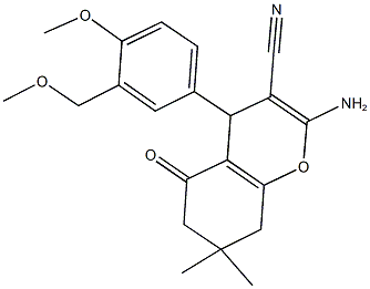 2-amino-4-[4-methoxy-3-(methoxymethyl)phenyl]-7,7-dimethyl-5-oxo-5,6,7,8-tetrahydro-4H-chromene-3-carbonitrile 结构式