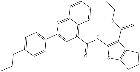 ethyl 2-({[2-(4-propylphenyl)-4-quinolinyl]carbonyl}amino)-5,6-dihydro-4H-cyclopenta[b]thiophene-3-carboxylate 结构式