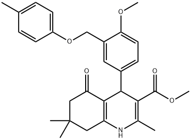 methyl 4-{4-methoxy-3-[(4-methylphenoxy)methyl]phenyl}-2,7,7-trimethyl-5-oxo-1,4,5,6,7,8-hexahydro-3-quinolinecarboxylate 结构式