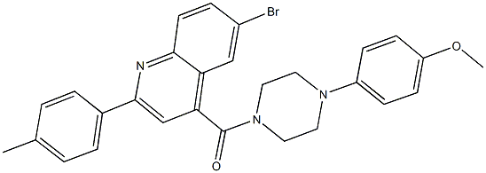 6-bromo-4-{[4-(4-methoxyphenyl)-1-piperazinyl]carbonyl}-2-(4-methylphenyl)quinoline 结构式