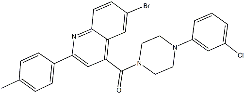 6-bromo-4-{[4-(3-chlorophenyl)-1-piperazinyl]carbonyl}-2-(4-methylphenyl)quinoline 结构式