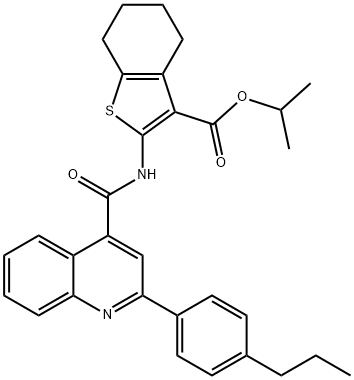 isopropyl 2-({[2-(4-propylphenyl)-4-quinolinyl]carbonyl}amino)-4,5,6,7-tetrahydro-1-benzothiophene-3-carboxylate 结构式