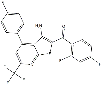 [3-amino-4-(4-fluorophenyl)-6-(trifluoromethyl)thieno[2,3-b]pyridin-2-yl](2,4-difluorophenyl)methanone 结构式