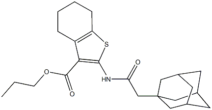 propyl 2-[(1-adamantylacetyl)amino]-4,5,6,7-tetrahydro-1-benzothiophene-3-carboxylate 结构式