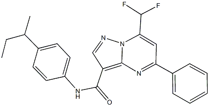 N-(4-sec-butylphenyl)-7-(difluoromethyl)-5-phenylpyrazolo[1,5-a]pyrimidine-3-carboxamide 结构式