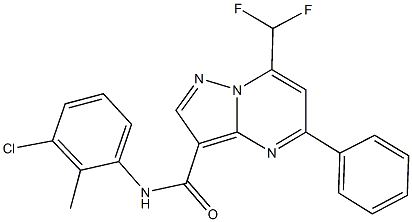 N-(3-chloro-2-methylphenyl)-7-(difluoromethyl)-5-phenylpyrazolo[1,5-a]pyrimidine-3-carboxamide 结构式