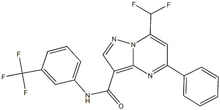 7-(difluoromethyl)-5-phenyl-N-[3-(trifluoromethyl)phenyl]pyrazolo[1,5-a]pyrimidine-3-carboxamide 结构式