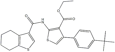 ethyl 4-(4-tert-butylphenyl)-2-[(4,5,6,7-tetrahydro-1-benzothien-3-ylcarbonyl)amino]-3-thiophenecarboxylate 结构式