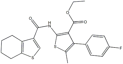 ethyl 4-(4-fluorophenyl)-5-methyl-2-[(4,5,6,7-tetrahydro-1-benzothien-3-ylcarbonyl)amino]-3-thiophenecarboxylate 结构式