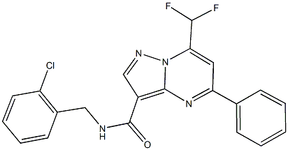 N-(2-chlorobenzyl)-7-(difluoromethyl)-5-phenylpyrazolo[1,5-a]pyrimidine-3-carboxamide 结构式