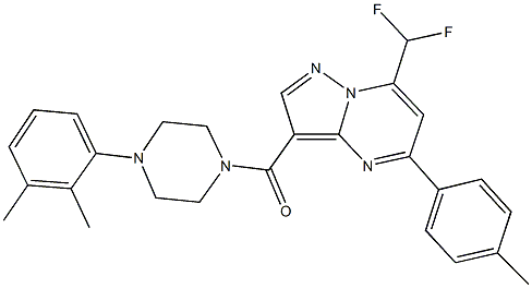 7-(difluoromethyl)-3-{[4-(2,3-dimethylphenyl)-1-piperazinyl]carbonyl}-5-(4-methylphenyl)pyrazolo[1,5-a]pyrimidine 结构式