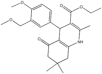 ethyl 4-[4-methoxy-3-(methoxymethyl)phenyl]-2,7,7-trimethyl-5-oxo-1,4,5,6,7,8-hexahydro-3-quinolinecarboxylate 结构式