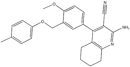 2-amino-4-{4-methoxy-3-[(4-methylphenoxy)methyl]phenyl}-5,6,7,8-tetrahydro-3-quinolinecarbonitrile 结构式