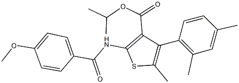 isopropyl 4-(2,4-dimethylphenyl)-2-[(4-methoxybenzoyl)amino]-5-methyl-3-thiophenecarboxylate 结构式