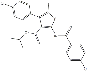 isopropyl 2-[(4-chlorobenzoyl)amino]-4-(4-chlorophenyl)-5-methyl-3-thiophenecarboxylate 结构式