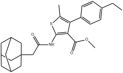 methyl 2-[(1-adamantylacetyl)amino]-4-(4-ethylphenyl)-5-methyl-3-thiophenecarboxylate 结构式