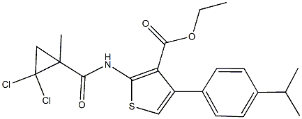 ethyl 2-{[(2,2-dichloro-1-methylcyclopropyl)carbonyl]amino}-4-(4-isopropylphenyl)-3-thiophenecarboxylate 结构式