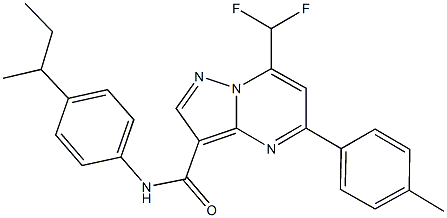 N-(4-sec-butylphenyl)-7-(difluoromethyl)-5-(4-methylphenyl)pyrazolo[1,5-a]pyrimidine-3-carboxamide 结构式