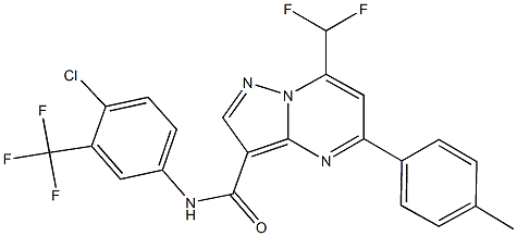 N-[4-chloro-3-(trifluoromethyl)phenyl]-7-(difluoromethyl)-5-(4-methylphenyl)pyrazolo[1,5-a]pyrimidine-3-carboxamide 结构式