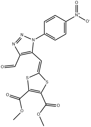 dimethyl 2-[(4-formyl-1-{4-nitrophenyl}-1H-1,2,3-triazol-5-yl)methylene]-1,3-dithiole-4,5-dicarboxylate 结构式