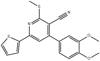 4-(3,4-dimethoxyphenyl)-2-(methylsulfanyl)-6-(2-thienyl)nicotinonitrile 结构式