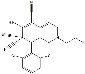 6-amino-8-(2,6-dichlorophenyl)-2-propyl-2,3,8,8a-tetrahydroisoquinoline-5,7,7(1H)-tricarbonitrile 结构式