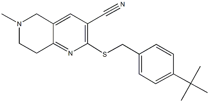 2-[(4-tert-butylbenzyl)sulfanyl]-6-methyl-5,6,7,8-tetrahydro[1,6]naphthyridine-3-carbonitrile 结构式