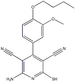 2-amino-4-(4-butoxy-3-methoxyphenyl)-6-sulfanyl-3,5-pyridinedicarbonitrile 结构式